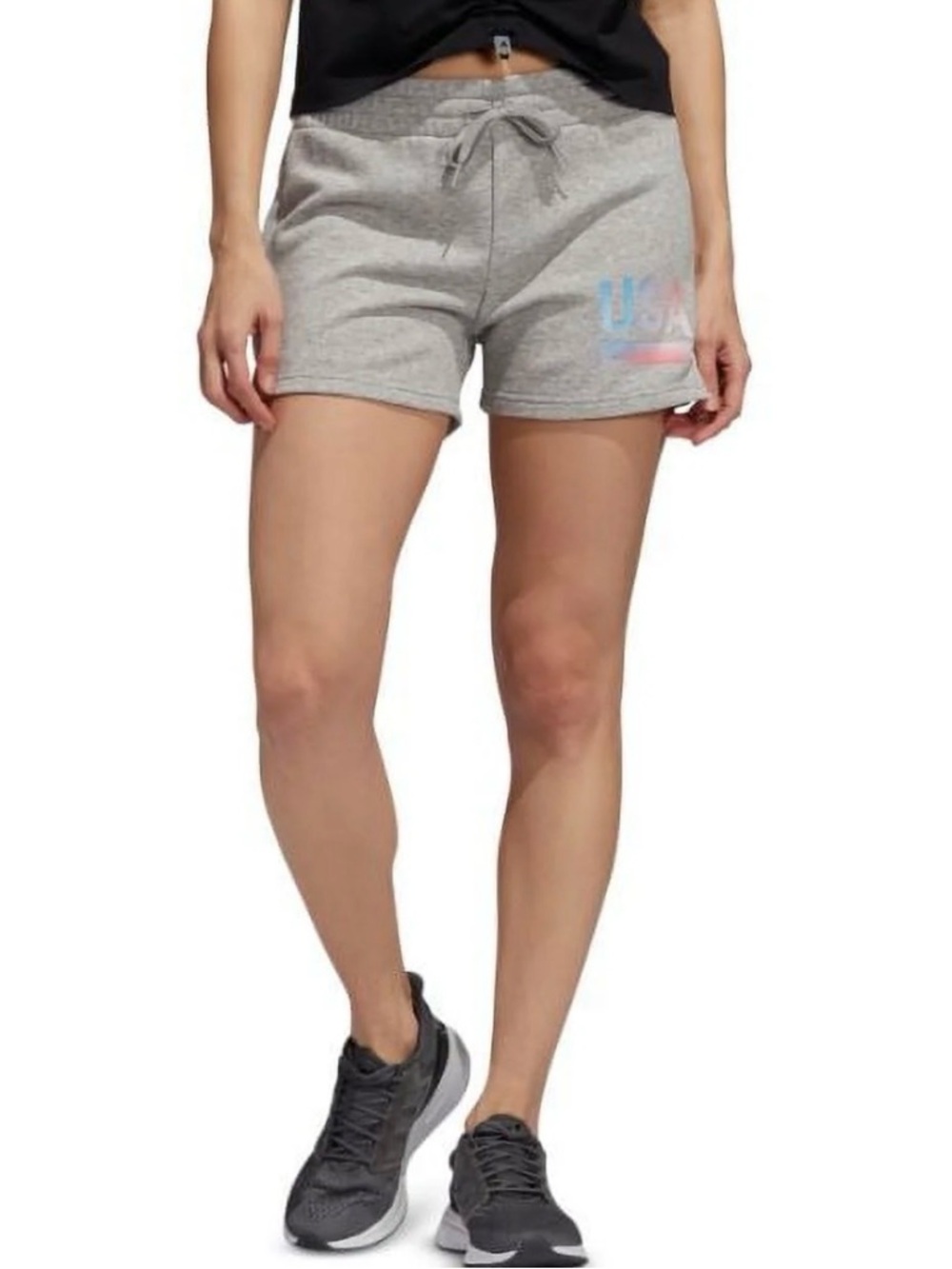 Adidas Gray Women's Lounge Shorts with USA Accent - 2X